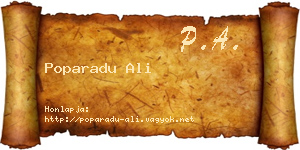 Poparadu Ali névjegykártya